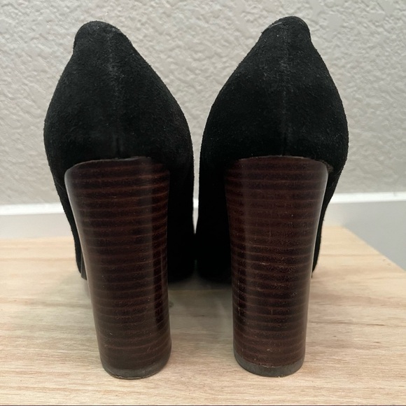Colin Stuart Black Leather Round Toe Block Heel Pumps 5 - Picture 4 of 4